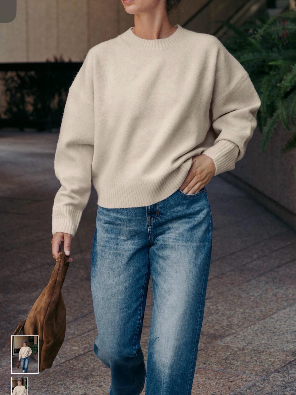 Zara Cream Crew Neck Soft Knit Sweater